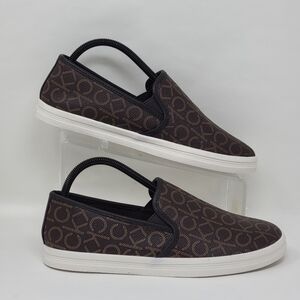 Calvin Klein Women's Brown White Slip On Casual Shoes Marren Size 9.5 New